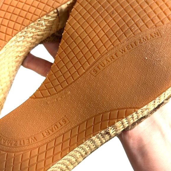 Stuart Weitzman Woven Straw Wedge Sandals with Metallic Details Size 8.5M - Picture 11 of 11